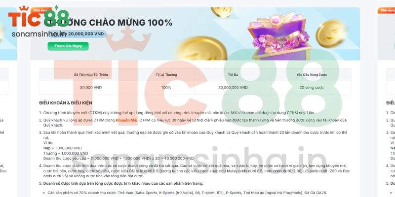 Chương Trình Khuyến Mãi Cực Khủng Tại TIC88